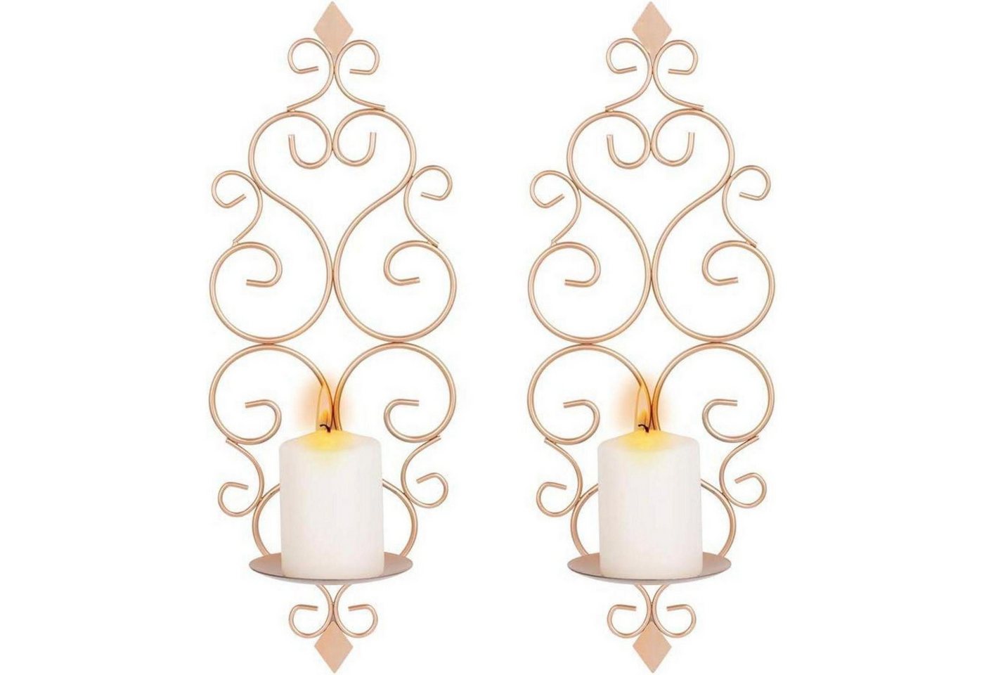 LuxusKollektion Wandkerzenhalter Kerzenhalter Wand Wandleuchter Eisen 2er Set Rose Gold LuxusKollektion Wandkerzenhalter Kerzenhalter Wand Wandleuchter Eisen 2er Set Rose Gold von LuxusKollektion