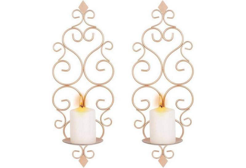 LuxusKollektion Wandkerzenhalter Kerzenhalter Wand Wandleuchter Eisen 2er Set Rose Gold LuxusKollektion Wandkerzenhalter Kerzenhalter Wand Wandleuchter Eisen 2er Set Rose Gold von LuxusKollektion