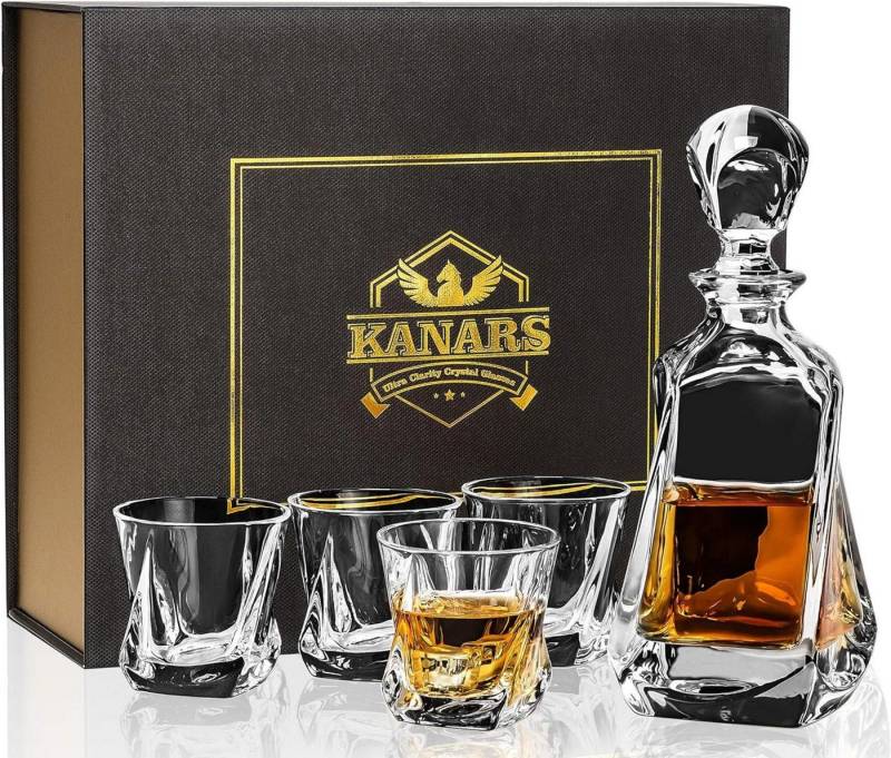 LuxusKollektion Whiskyglas 5-teiliges Whisky Gläsern und Karaffe Set 650ml Dekanter 4x 210ml von LuxusKollektion
