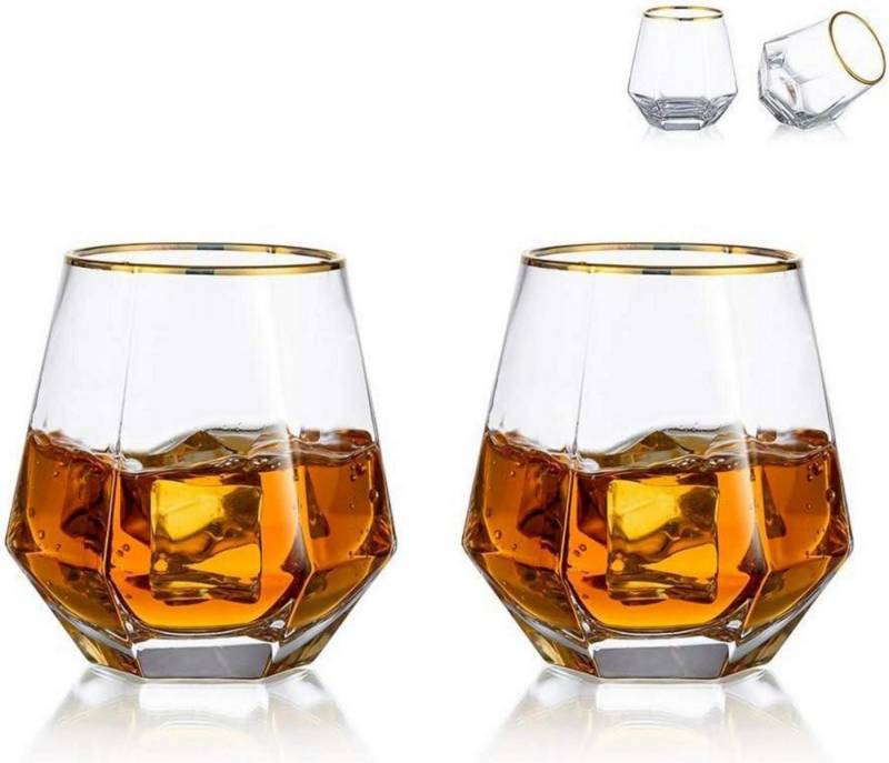 LuxusKollektion Whiskyglas Diamond Whisky Glasses 2er-Set 300 Ml Scotchglas Moderner Look Männer von LuxusKollektion
