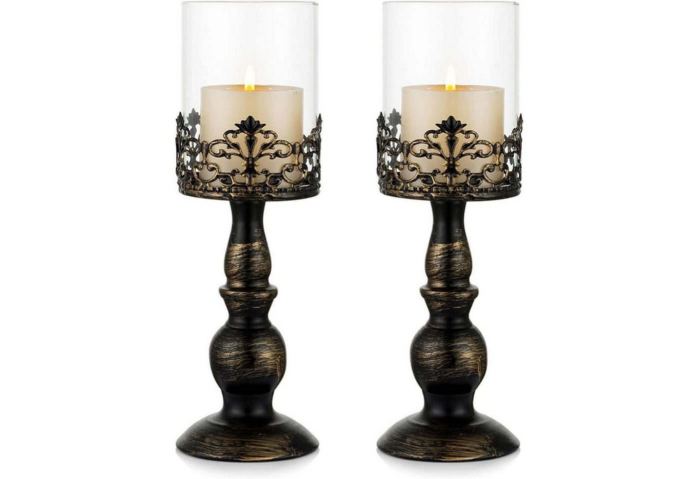 LuxusKollektion Windlicht Kerzenständer Set Hurricane Stumpenkerze 33cm 2 Stück Groß Schwarz LuxusKollektion Windlicht Kerzenständer Set Hurricane Stumpenkerze 33cm 2 Stück Groß Schwarz von LuxusKollektion