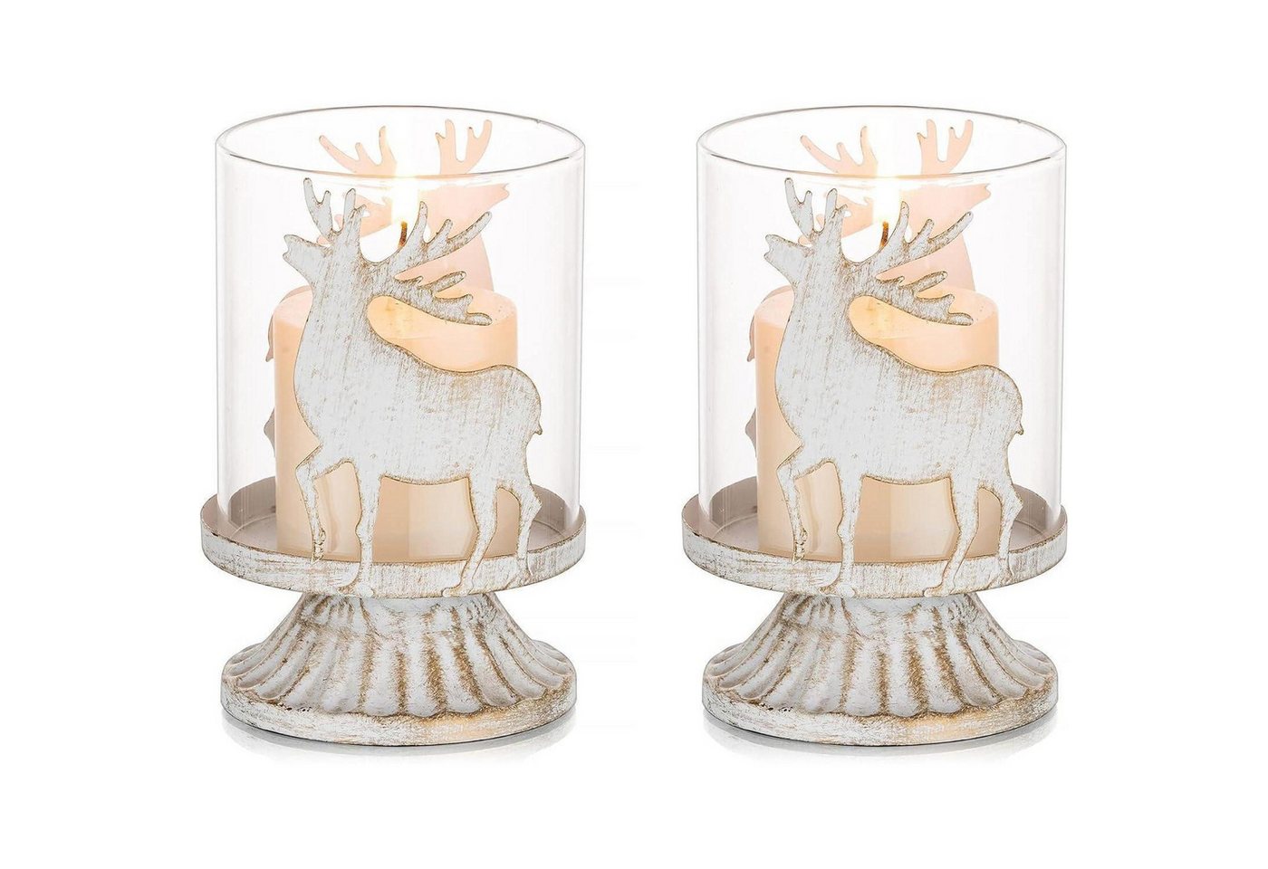 LuxusKollektion Windlicht Weihnachten Kerzenhalter Hirsch Rentier Vintage Deko 2er Set White LuxusKollektion Windlicht Weihnachten Kerzenhalter Hirsch Rentier Vintage Deko 2er Set White von LuxusKollektion