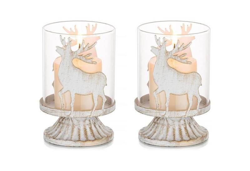 LuxusKollektion Windlicht Weihnachten Kerzenhalter Hirsch Rentier Vintage Deko 2er Set White LuxusKollektion Windlicht Weihnachten Kerzenhalter Hirsch Rentier Vintage Deko 2er Set White von LuxusKollektion