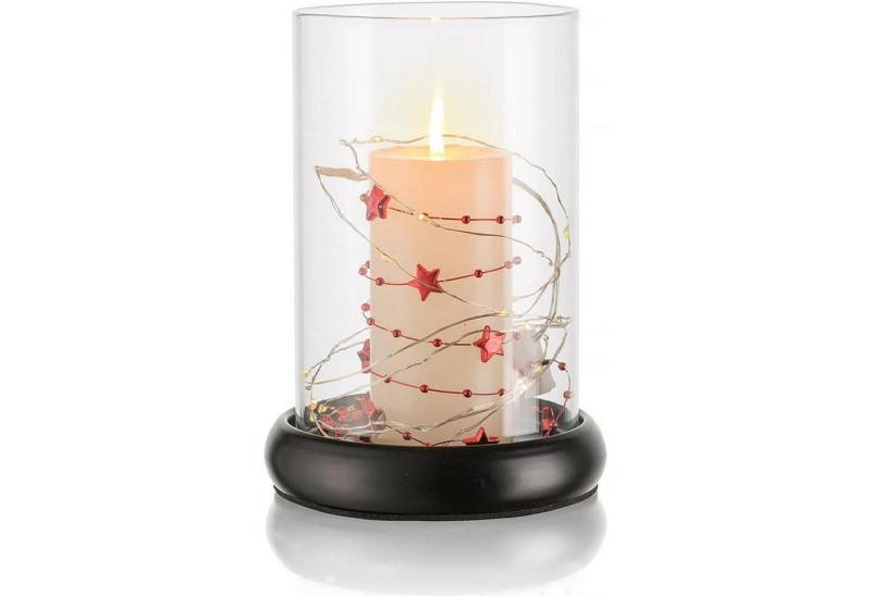 LuxusKollektion Windlicht Windlicht Glaszylinder Kerzenhalter Stumpenkerzen Tischdeko Schwarz von LuxusKollektion