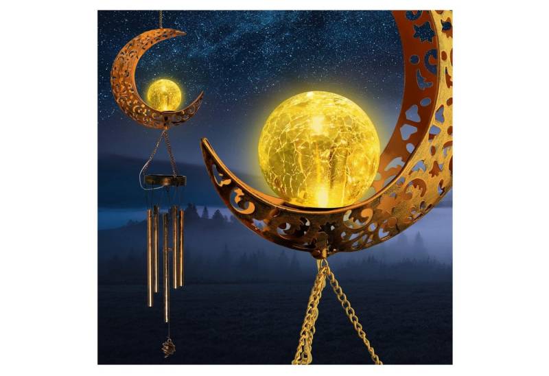 JIAUFU Windspiel Solar Mondkristallkugel Windspiel LED Garten Nachtlicht Automatisch von JIAUFU