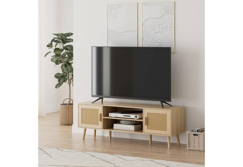 LuxusKollektion Wohnzimmertisch TV Schrank Lowboard Eiche für TV 60 Zoll 137x38x48 cm 2 Schränke von LuxusKollektion