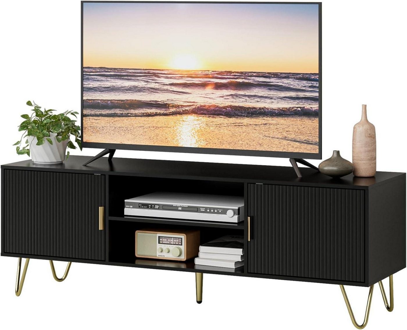 LuxusKollektion Wohnzimmertisch TV Schrank Schwarz 137x38x48 cm Lowboard für TV bis 60 Zoll LuxusKollektion Wohnzimmertisch TV Schrank Schwarz 137x38x48 cm Lowboard für TV bis 60 Zoll von LuxusKollektion