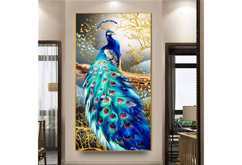 Trayosin XXL-Wandbild 5D Diamond Painting Set Pfau XXL Full Drill Wanddekoration 90x40cm von Trayosin