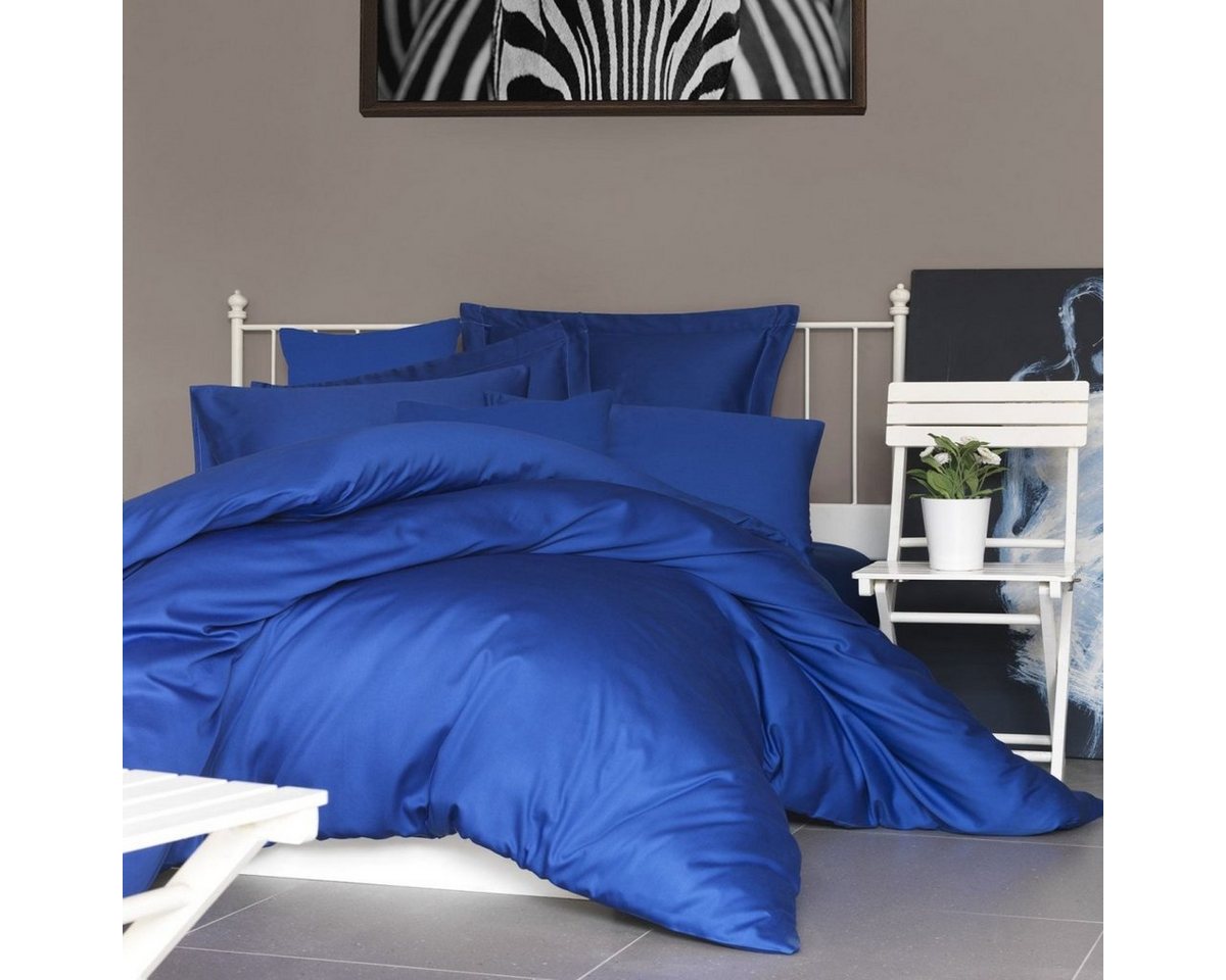 Bettwäsche Premium Satin Bettwäsche Dunkelblau, Luxusbetten24, Baumwolle von Luxusbetten24