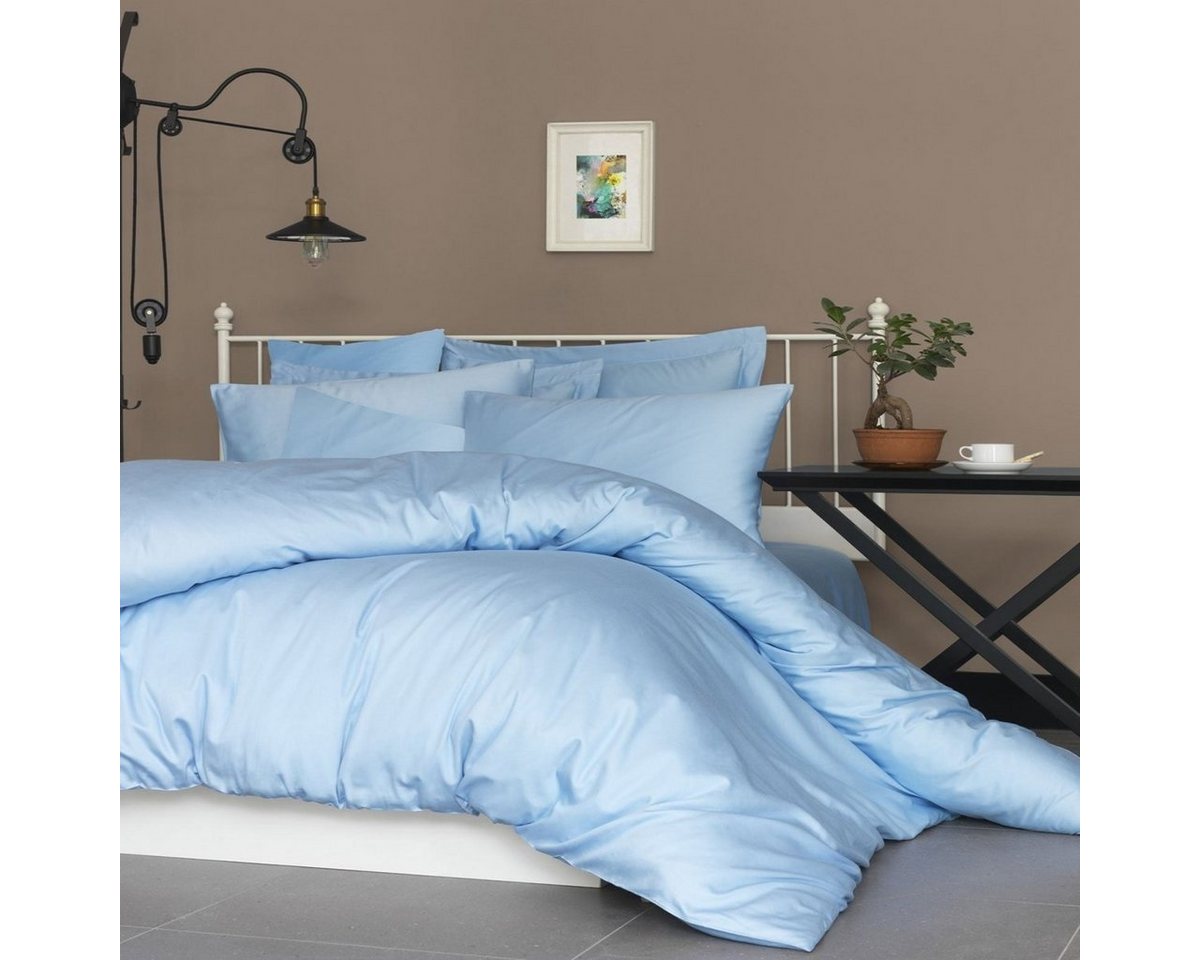 Bettwäsche Premium Satin Bettwäsche Hellblau, Luxusbetten24, Baumwolle von Luxusbetten24