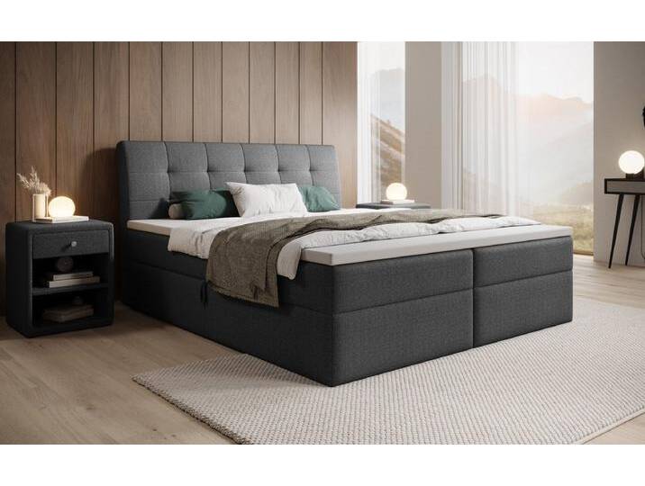 Boxspringbett Amalia Bouclé mit Stauraum - Beige - 180x200 - Kein Topper - Luxusbetten24 von Luxusbetten24