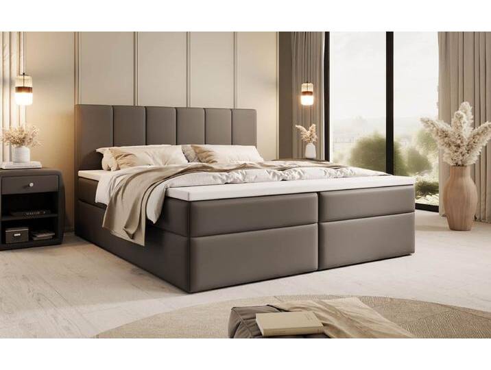 Boxspringbett Aurelia Kunstleder mit Stauraum - Weiß - 180x200 - Kein Topper - Luxusbetten24 von Luxusbetten24