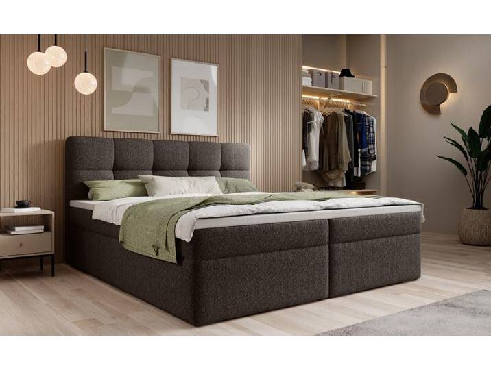 Boxspringbett Cozy II Bouclé mit Stauraum - 90x200 - Beige - Ohne Topper - Luxusbetten24 von Luxusbetten24