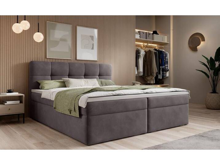 Boxspringbett Cozy II Samt mit Stauraum - 100x200 - Schwarz - inklusive PU Schaum - Topper - Luxusbetten24 von Luxusbetten24