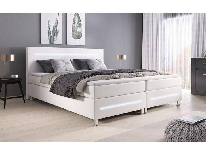 Boxspringbett Sejour mit LED - 180x200 - Beige - H2 (bis 70kg) - Luxusbetten24 von Luxusbetten24