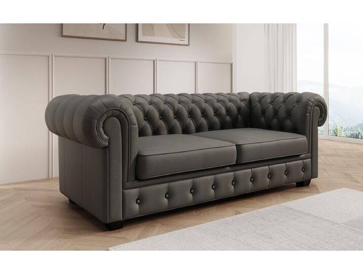 Chesterfield 3 Sitzer Sofa Royal in Echtleder - Weiß - Echtleder - Luxusbetten24 von Luxusbetten24
