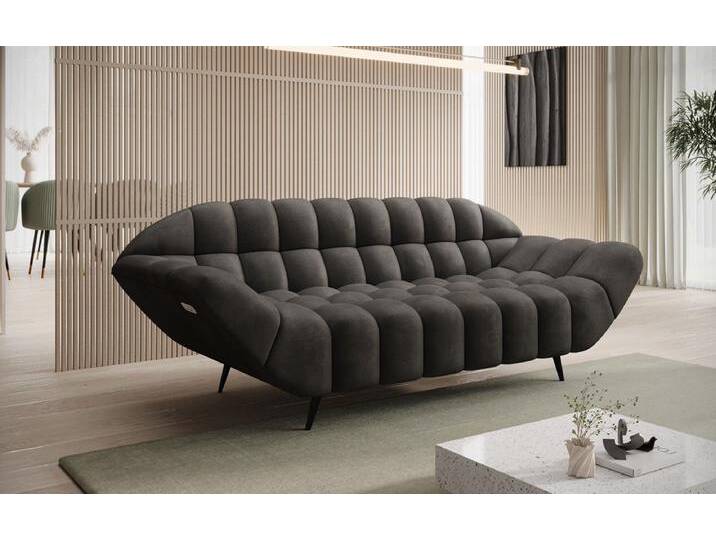 Designer 2 Sitzer Sofa Amora in Samt - Hellgrau - Samt - Luxusbetten24 von Luxusbetten24