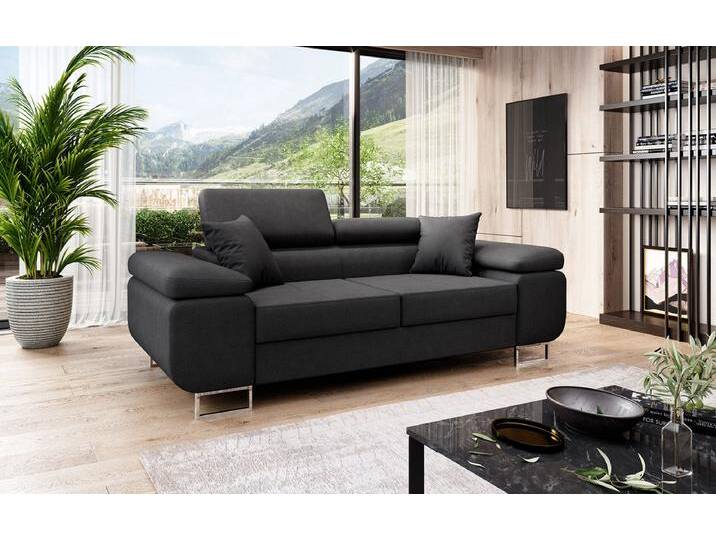 Designer 2er Sofa Triora mit Schlaffunktion in Stoff - Grau - Stoff - Luxusbetten24 von Luxusbetten24