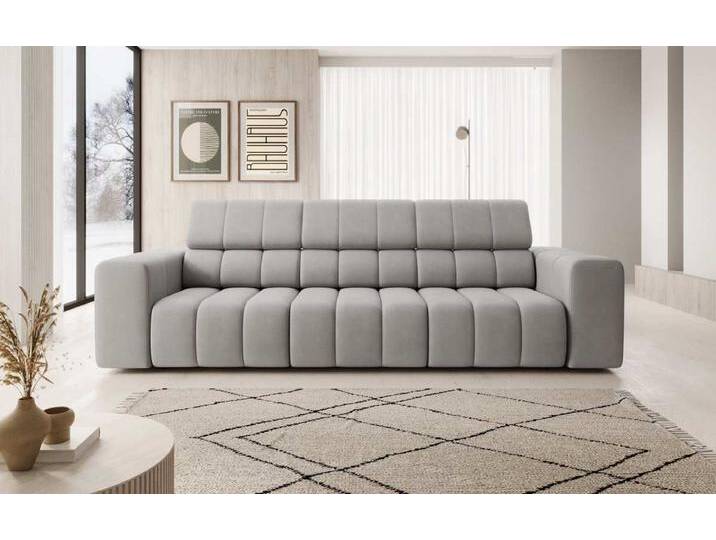 Designer 3er Sofa Aurora mit verstellbaren Kopfstützen - Beige - Samt - Luxusbetten24 von Luxusbetten24