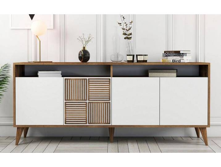Designer Kommode Milan - Walnuss-Weiß - Luxusbetten24 von Luxusbetten24