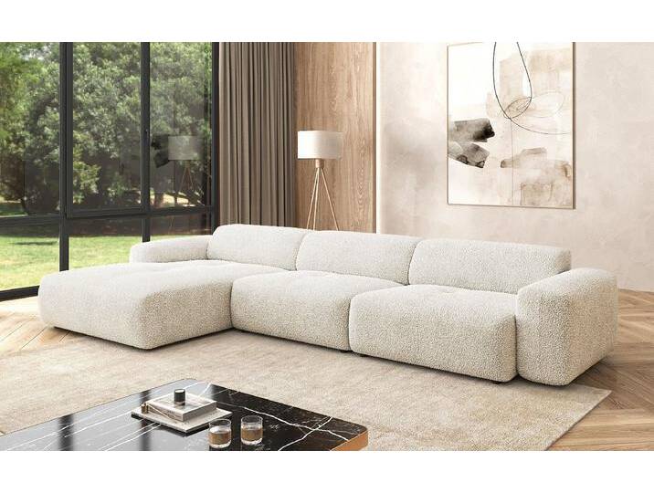 Designer L Sofa Calm Maxi in Bouclé - Hellgrau - Links - Bouclé - Luxusbetten24 von Luxusbetten24