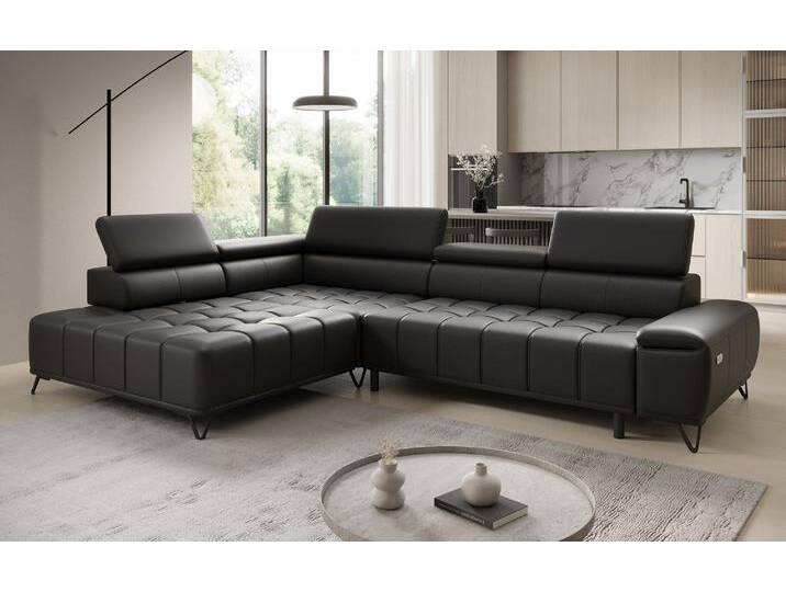 Designer L Sofa Selora mit elektrischer Schlaffunktion und verstellbarerer Rückenlehne in Echtleder - Blau - Rechts - Echtleder - Luxusbetten24 von Luxusbetten24