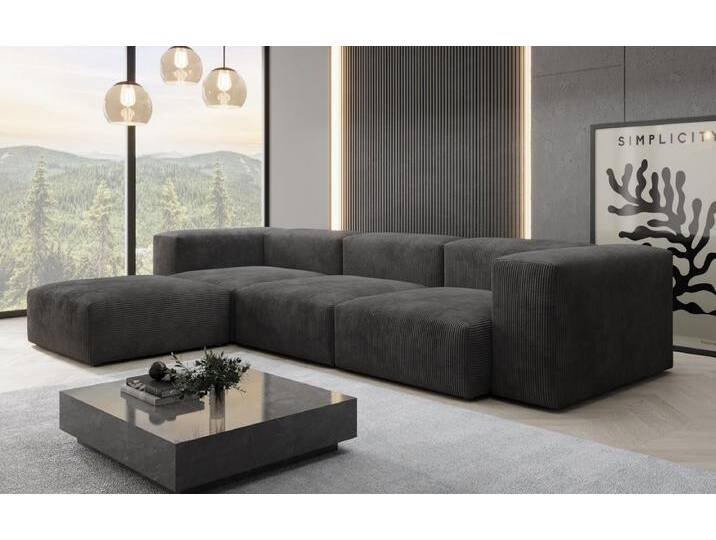 Designer L Sofa Snug in Cord - Vintage Blau - Bei Montage frei wählbar - Cord - Luxusbetten24 von Luxusbetten24