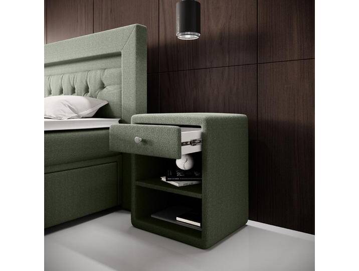 Designer Nachttisch Amy in Bouclé - Weiß - Luxusbetten24 von Luxusbetten24