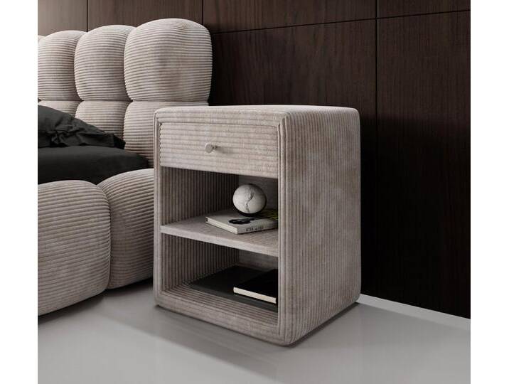 Designer Nachttisch Amy in Cord - Schwarz - Luxusbetten24 von Luxusbetten24