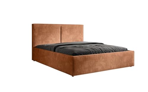 Designer Polsterbett Elara in Cord 140x200 mit Stauraum | Bezug: Cord | Farbe: Orange von Luxusbetten24