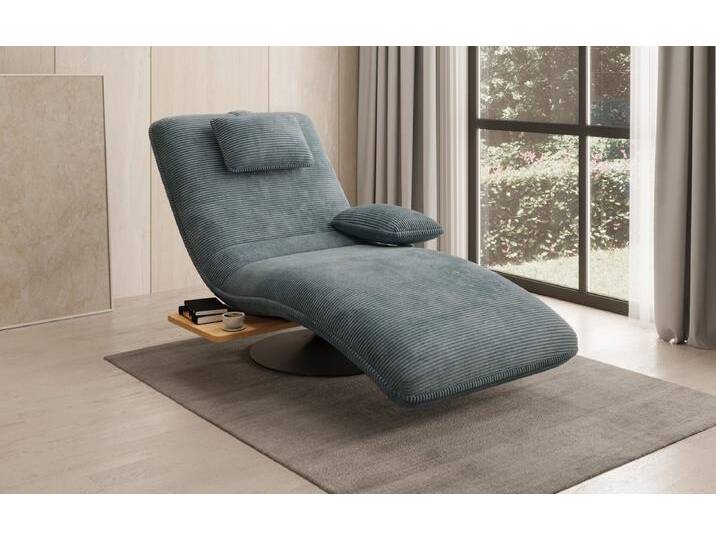 Designer Relax-Liege Velor Cord mit Drehfunktion und Beistelltisch - Hellgrau - Links - Cord - Luxusbetten24 von Luxusbetten24