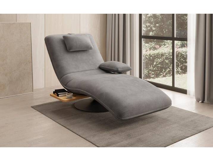 Designer Relax-Liege Velor Samt mit Drehfunktion und Beistelltisch - Anthrazit - Links - Samt - Luxusbetten24 von Luxusbetten24