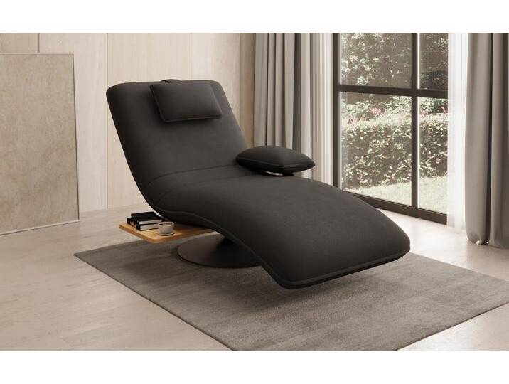 Designer Relax-Liege Velor Stoff mit Drehfunktion und Beistelltisch - Anthrazit - Links - Stoff - Luxusbetten24 von Luxusbetten24
