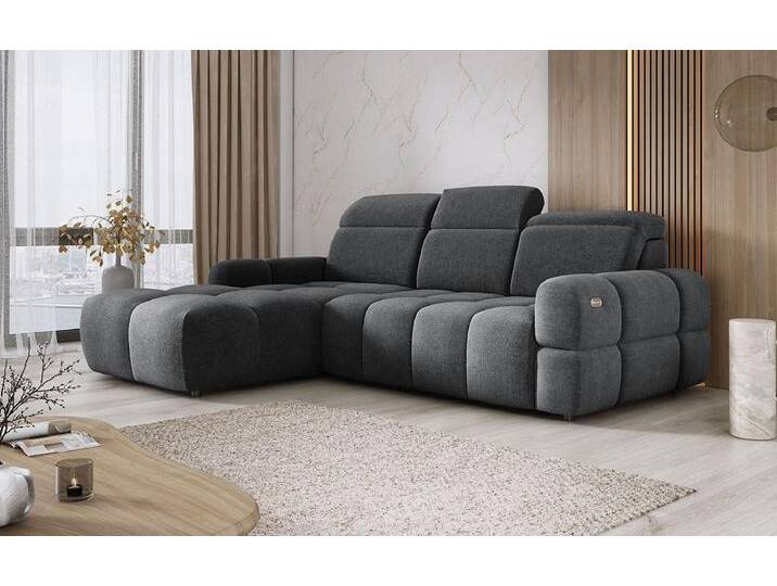 Designer Sofa Arosa L mit elektrischer Schlaffunktion in Bouclé - Orange - Rechts - Bouclé - Luxusbetten24 von Luxusbetten24
