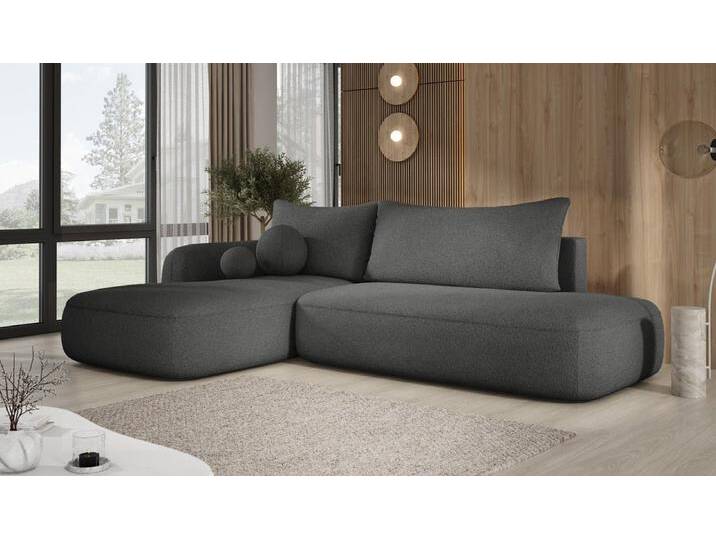 Designer Sofa Babu Bouclé mit Schlaf- und Klappfunktion - Hellgrau - Rechts - Bouclé - Luxusbetten24 von Luxusbetten24