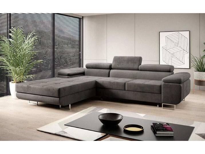Designer Sofa Calvera mit Schlaf- und Klappfunktion in Samt - Samt - Schwarz - Rechts - Luxusbetten24 von Luxusbetten24