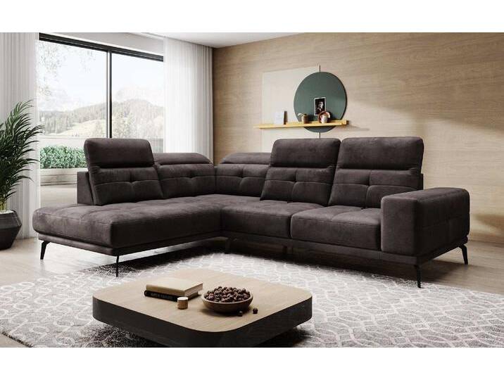 Designer Sofa Isabella mit verstellbarer Kopf- und Rückenlehne - Stoff - Grau - Links - Luxusbetten24 von Luxusbetten24