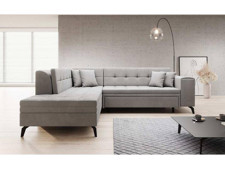 Designer Sofa Lania mit Schlaffunktion - Samt - Grau - Rechts - Luxusbetten24 von Luxusbetten24