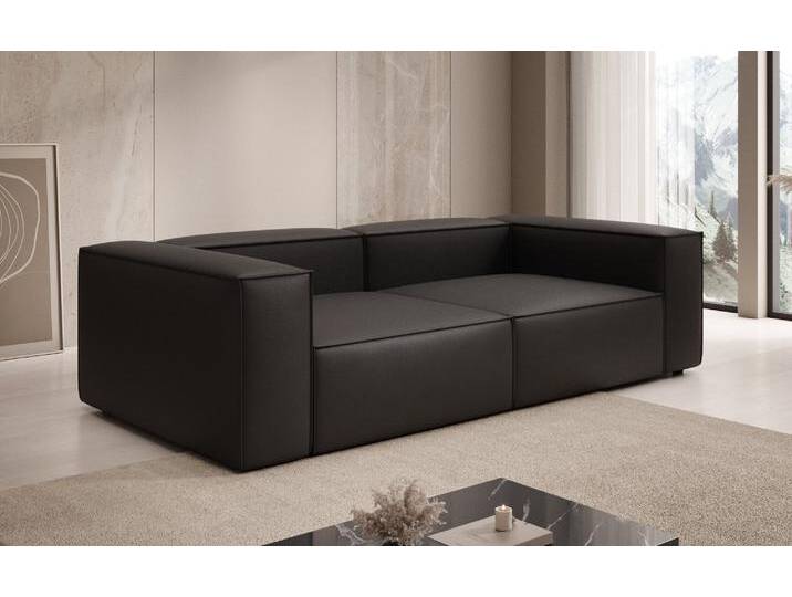 Designer Sofa Lesley 3 Sitzer in Echtleder - Schwarz - Echtleder - Luxusbetten24 von Luxusbetten24