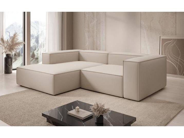 Designer Sofa Lesley L Mini in Stoff - Rosé - Rechts - Stoff - Luxusbetten24 von Luxusbetten24