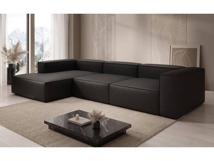 Designer Sofa Lesley L in Echtleder - Sand - Rechts - Echtleder - Luxusbetten24 von Luxusbetten24