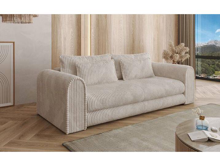 Designer Sofa Lil Buddy 3 Sitzer mit Schlaffunktion und Stauraum in Breitcord - Weiß - Cord - Luxusbetten24 von Luxusbetten24