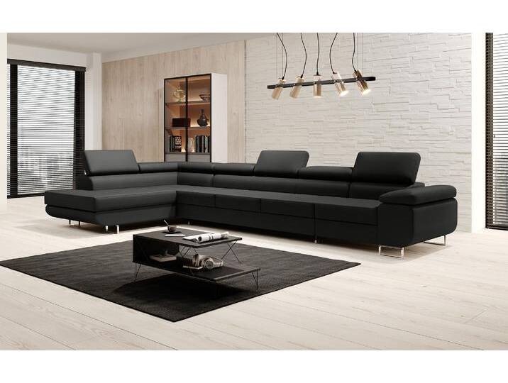 Designer Sofa Maxi mit Schlaf - und Klappfunktion in Kunstleder - Kunstleder - Schwarz - Links - Luxusbetten24 von Luxusbetten24