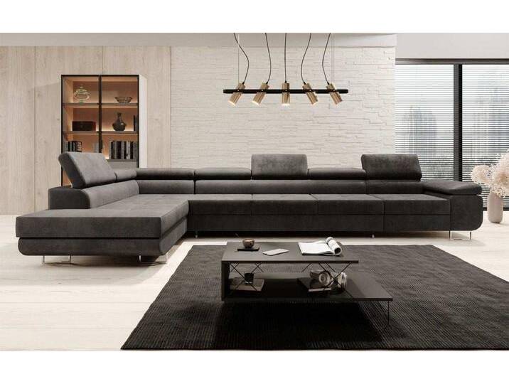 Designer Sofa Maxi mit Schlaf - und Klappfunktion in Samt - Samt - Blau - Rechts - Luxusbetten24 von Luxusbetten24