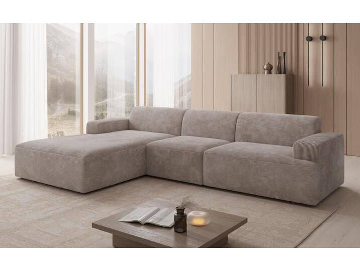 Designer Sofa Monza L Maxi in Cord - Orange - Cord - Links - Luxusbetten24 von Luxusbetten24