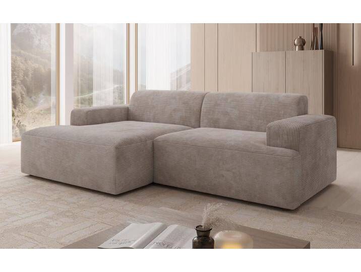 Designer Sofa Monza L in Cord - Hellgrau - Cord - Rechts - Luxusbetten24 von Luxusbetten24