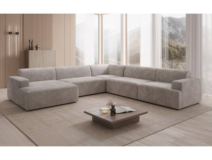Designer Sofa Monza Wohnlandschaft U XXL in Samt - Anthrazit - Samt - Rechts - Luxusbetten24 von Luxusbetten24