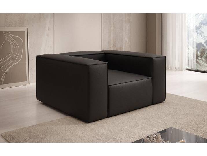 Designer Sofa-Sessel Lesley in Echtleder - Hellgrau - Echtleder - Luxusbetten24 von Luxusbetten24