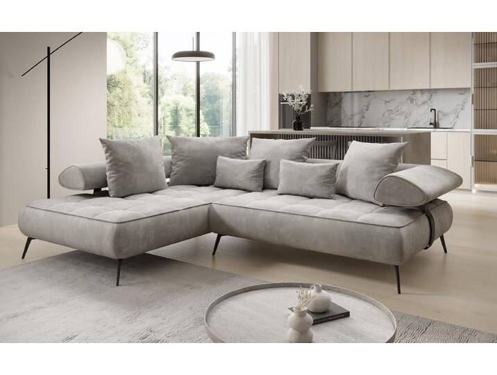 Designer Sofa Sydney L Samt mit elektrischer Schlaffunktion - Grau - Rechts - Samt - Luxusbetten24 von Luxusbetten24