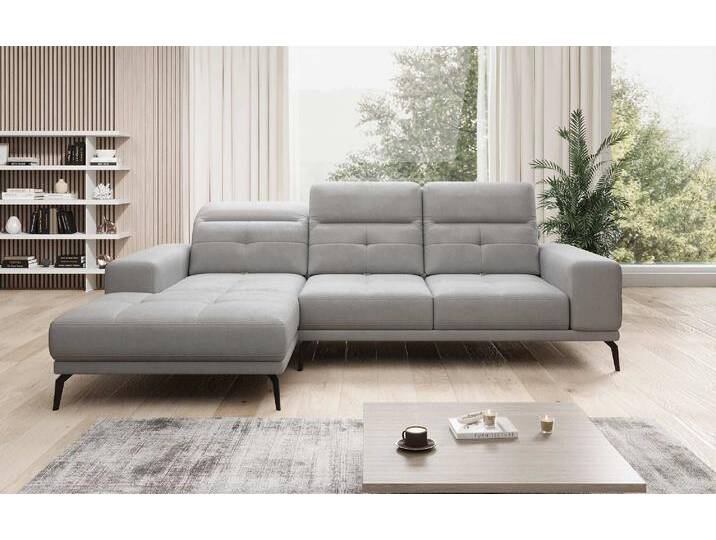 Designer Sofa Terina inkl. Beistellhocker - Samt - Dunkelbraun - Links - Luxusbetten24 von Luxusbetten24